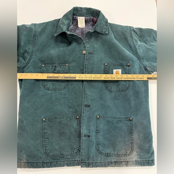 Vintage 1990’s Carhartt Dark Teal Blanket-Lined Barn/ Chore Coat Jacket Size L - Picture 11 of 14